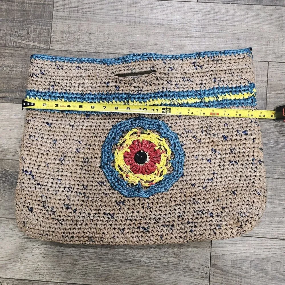 Large Plarn Woven Tote Bag Handmade Unique EccoFriendly Beach Bag